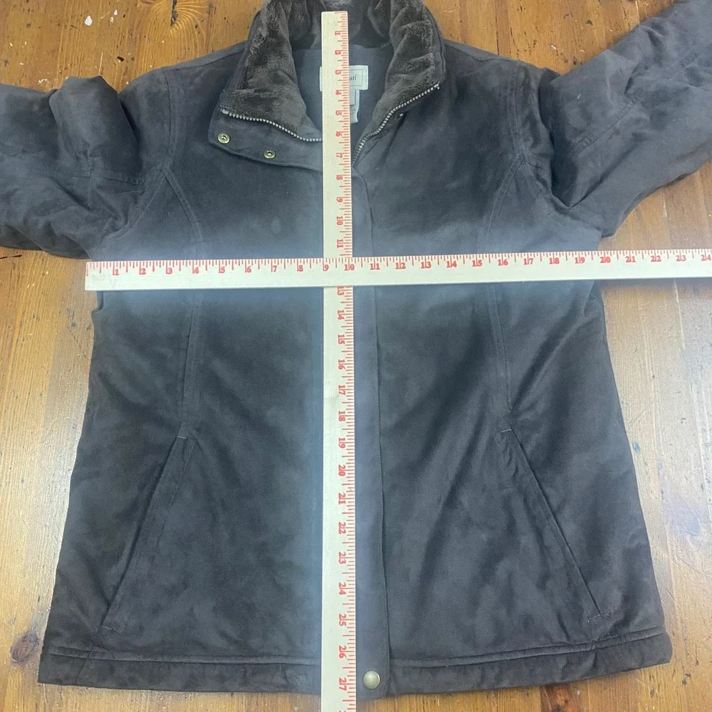 LL Bean Womens Insulated Suede Faux Fur Lined Jacket Black Size‎ M Reg 0FJV4